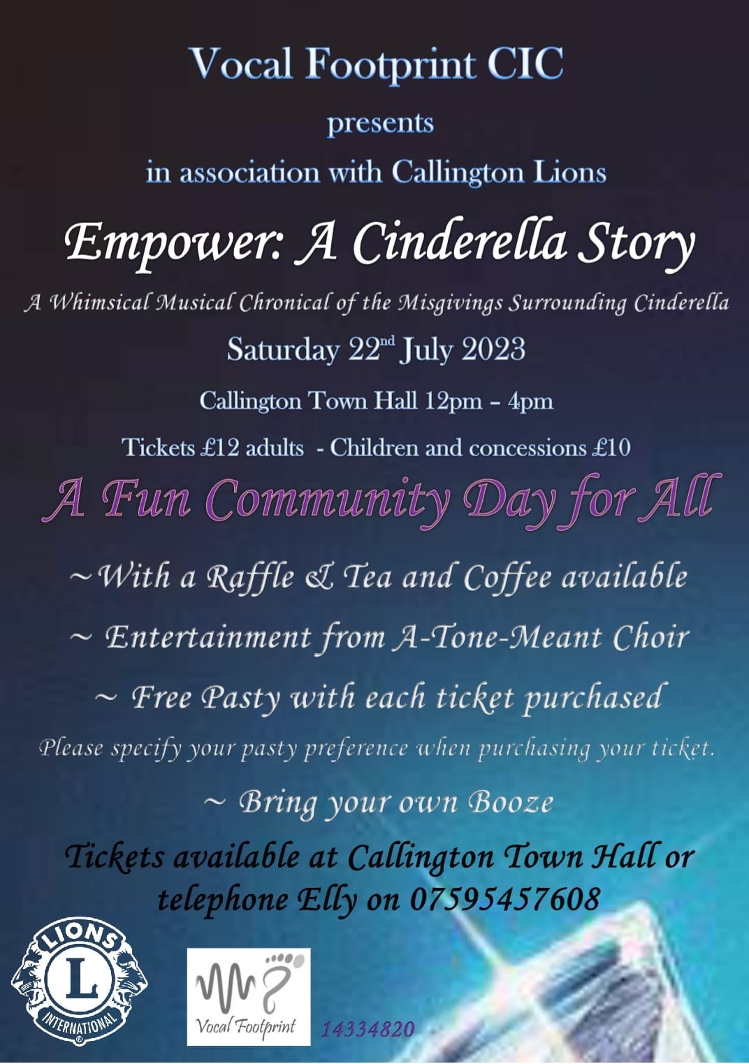 The countdown to the curtains opening has well and truly began with only 10 days to go. Tickets are selling fast but there are still available from Callington Town Hall or Elly. FREE PASTY INCLUDED!!!! with your ticket.