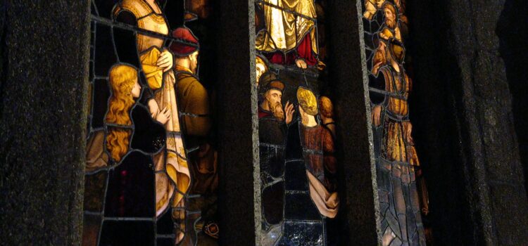 St Marys church, view of one of the stained glass windows