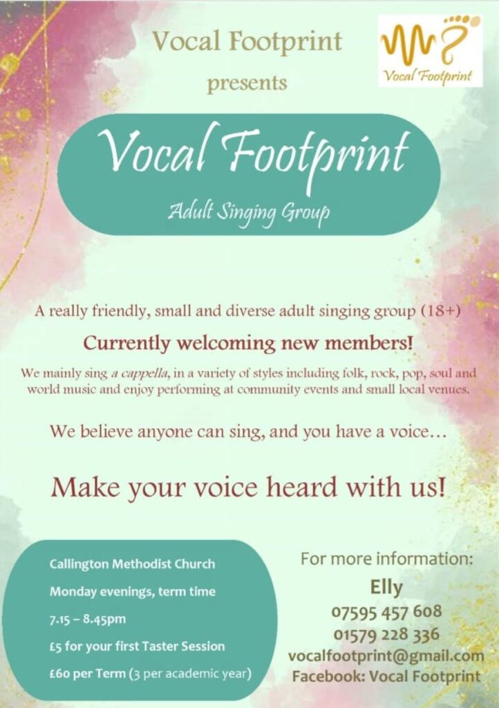  Vocal footprint groups :adult singing group, callington