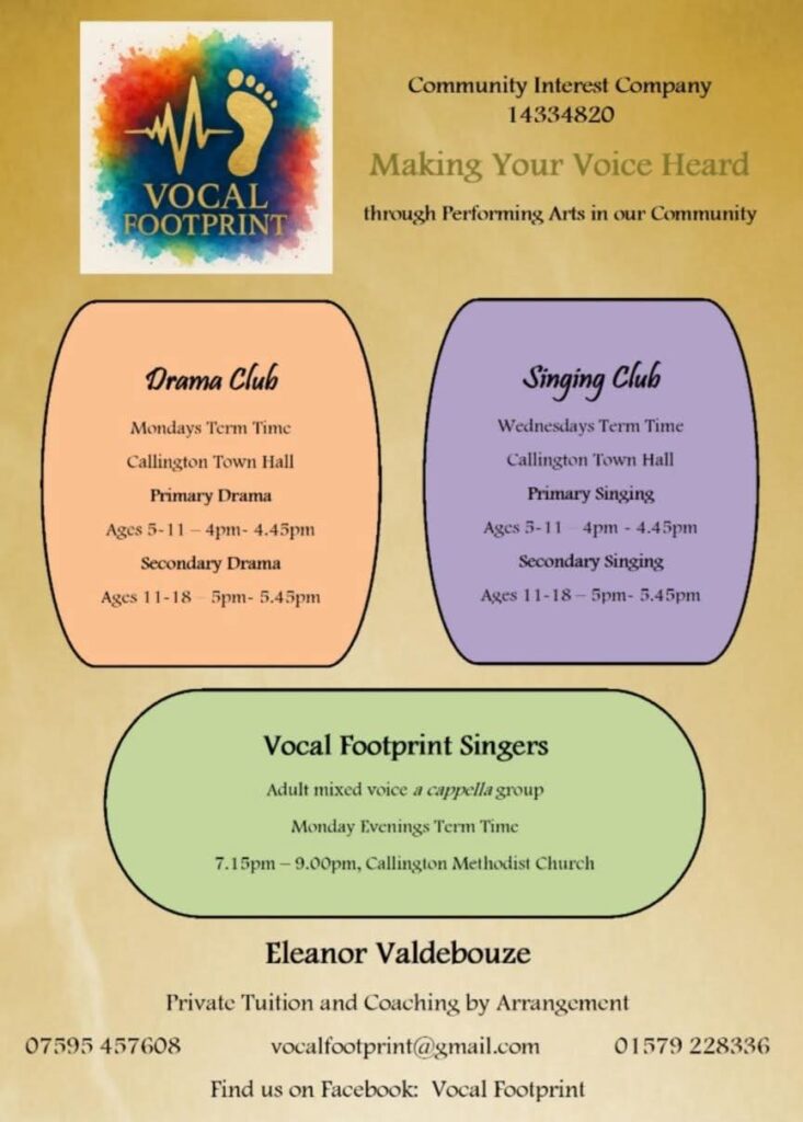 theatre groups for kids near me in Callington Vocal footprint groups