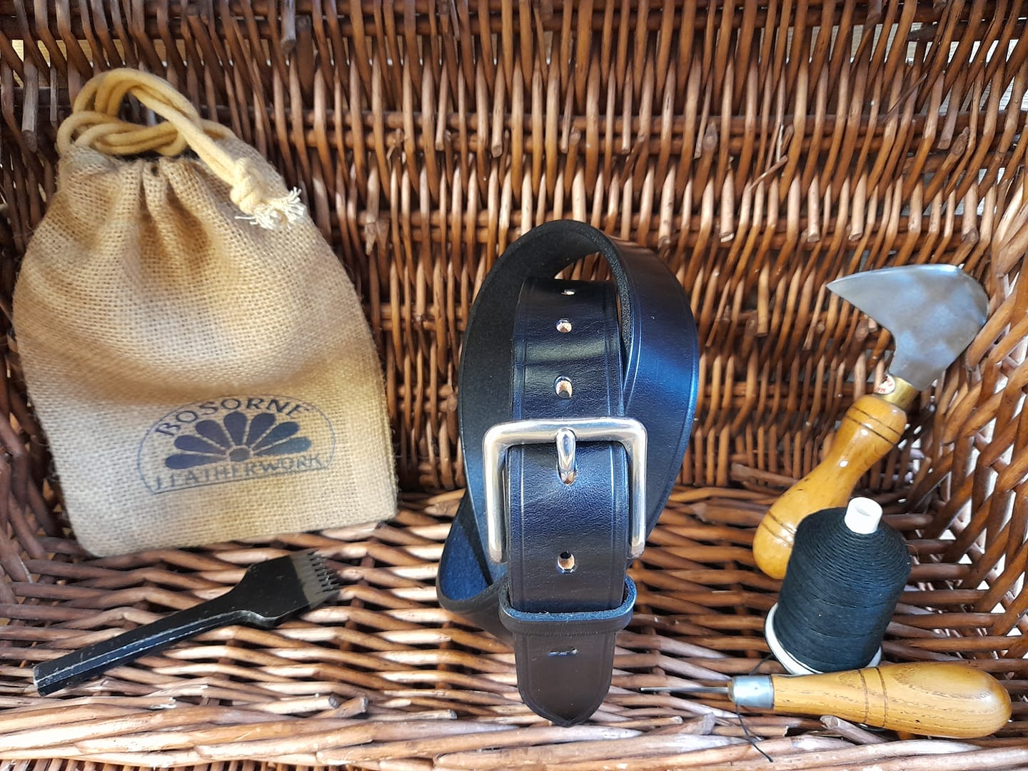 Handmade English Leatherwork traditionally hand stitched in my workshop above the Tamar Valley.