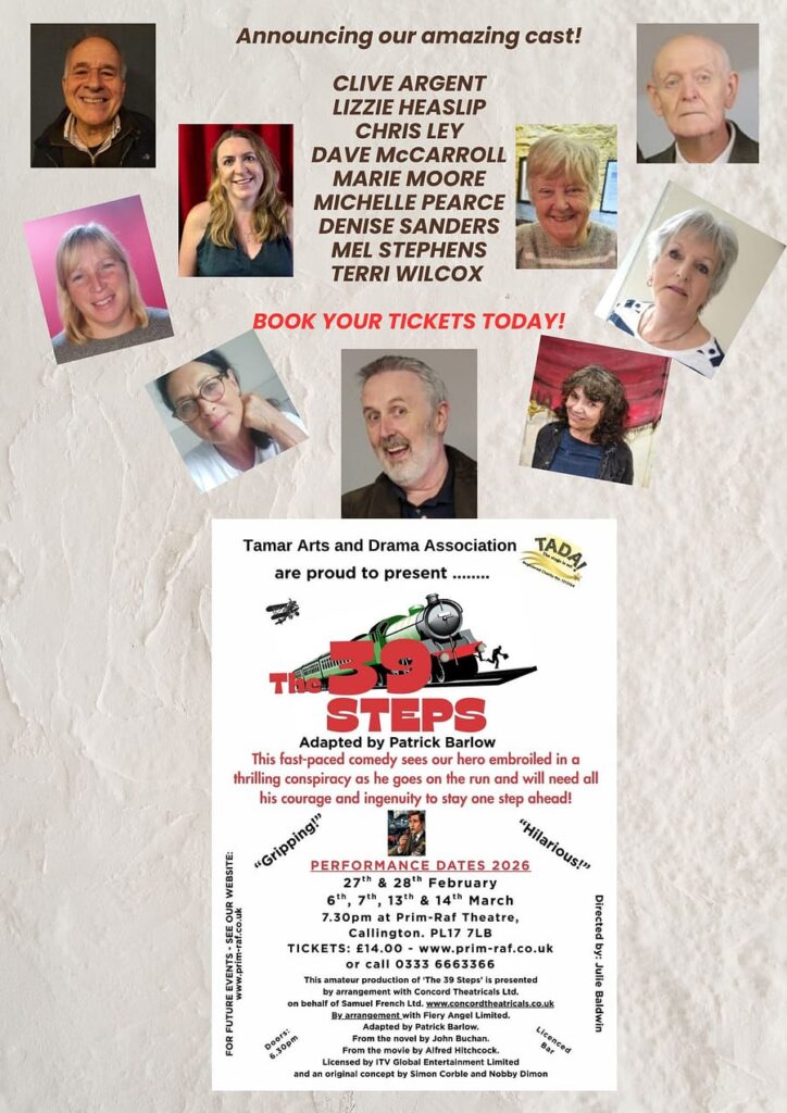 Cast of Tthe 39 Steps @ The Prim-Raf theatre Callington