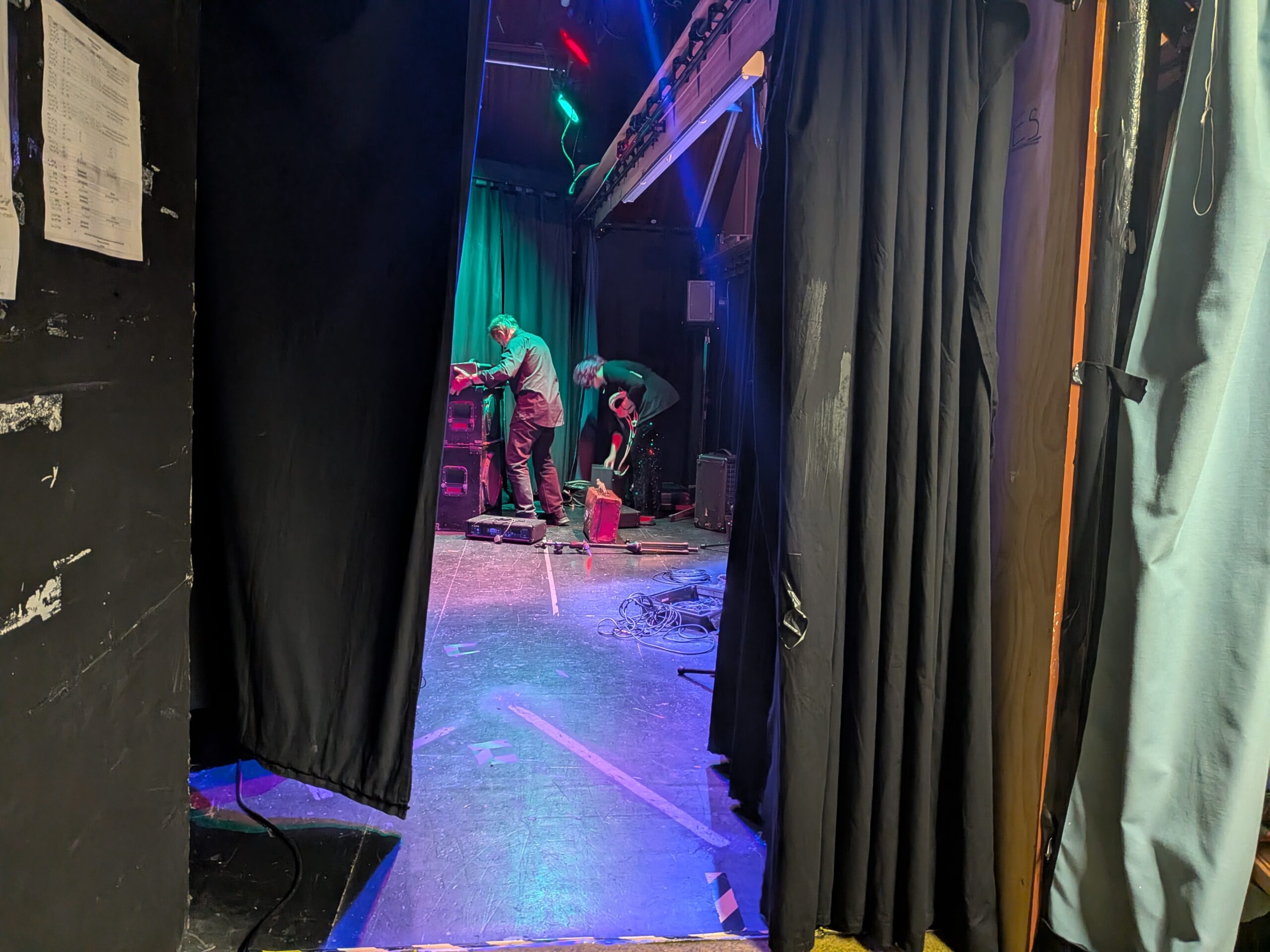 Getting setup at the Prim-Raf theatre for the beat the blues night